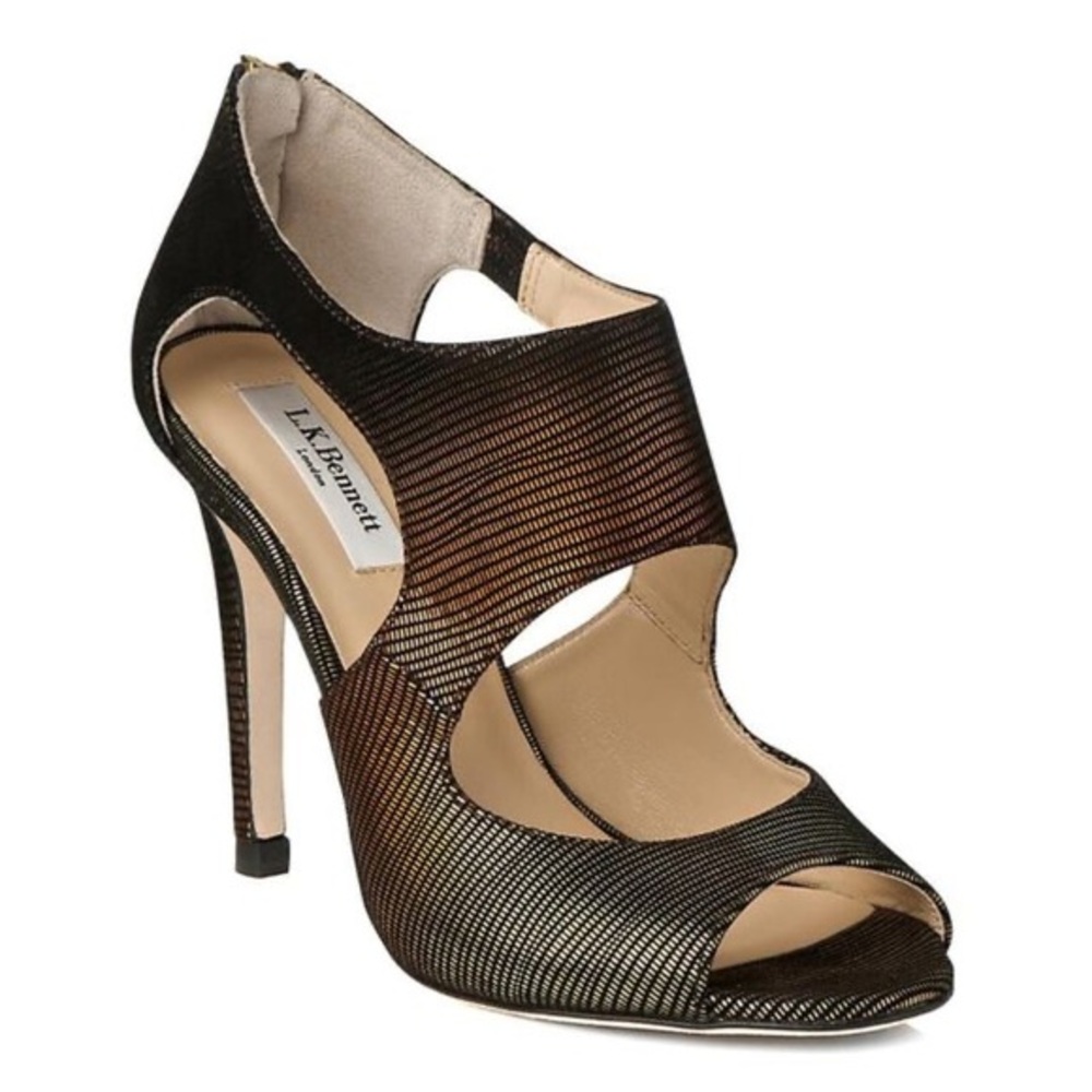 LK Bennett Strappy Black and Gold Sandals